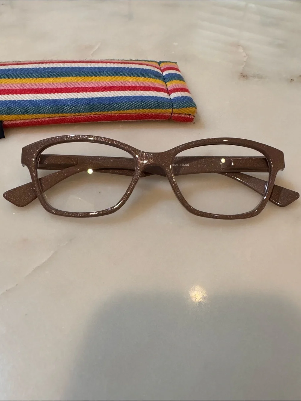 Brown Sparkle Rectangle Reading Glasses for women Peepers